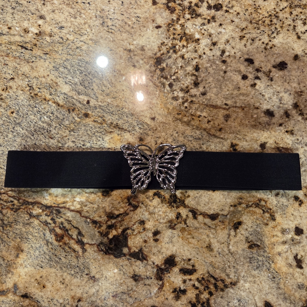 Stretchy Black Butterfly Belt